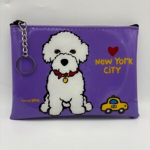 Marc Tetro New York City Dog Purple Pouch with Keychain Ring